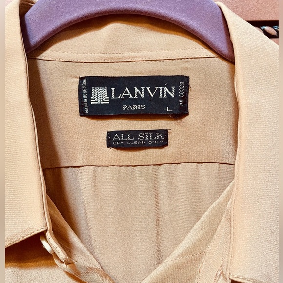 LANVIN Gold Silk Button Down Blouse*Size Large* - Picture 3 of 6